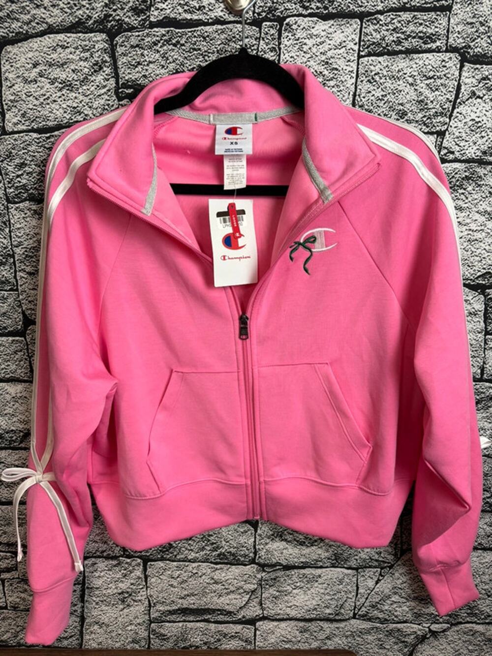 Ladies Champion Pink Full Zip Jacket with Bows - XS